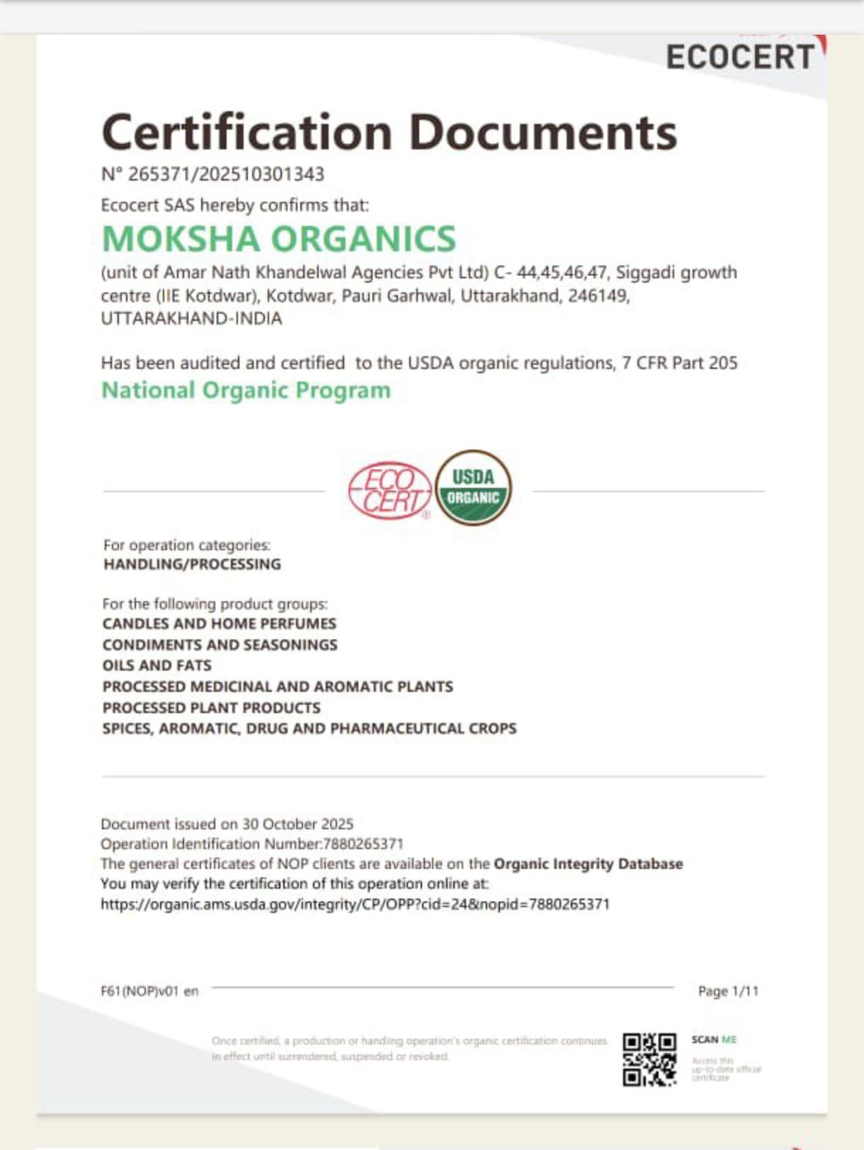 Halaman 1 — Certification Documents, Ecocert SAS