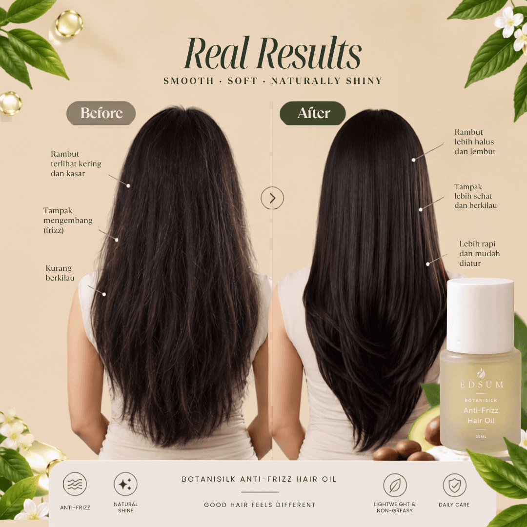 Hasil pemakaian Anti-Frizz Hair Oil